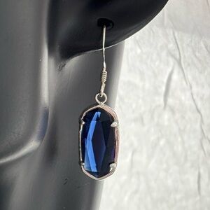 Dark Blue Austrian Crystal Silver Designer Style Earrings